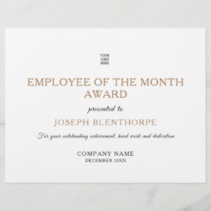 Simplistic Typographical Employee of Month Award
