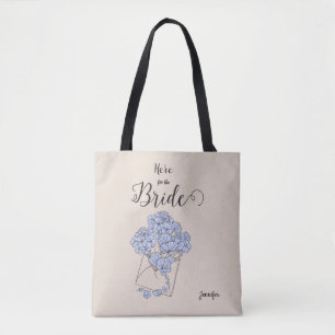 Simplistic Watercolor Flowers Here for the Bride Tote Bag