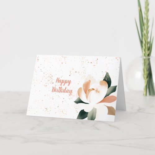 Simplistic Watercolor Peony Speckled Birthday Card