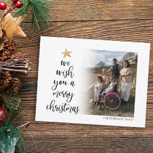 Simplistic We Wish You A Merry Christmas Photo Holiday Card