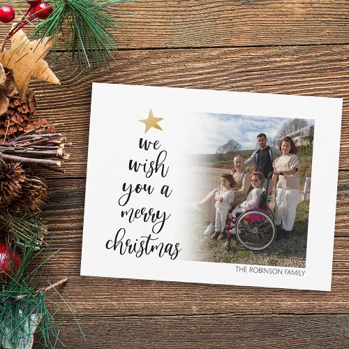 Simplistic We Wish You A Merry Christmas   Photo  Holiday Card