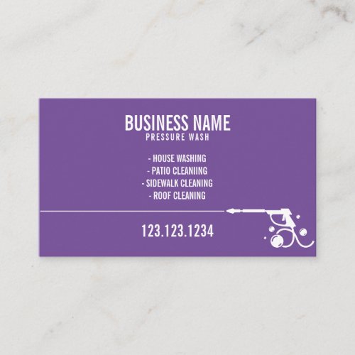 Simplistic White and Purple Pressure Washer Gun Business Card