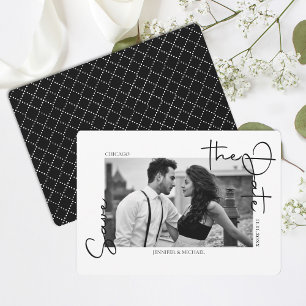 Simplistic White Black Photo Save The Date