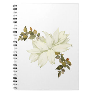 Simplistic White Flower and Foliage Notebook