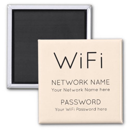 Simplistic WiFi Details Network Password Cream Magnet