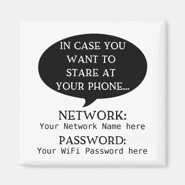 Simplistic WiFi Details Network Password Magnet (Front)