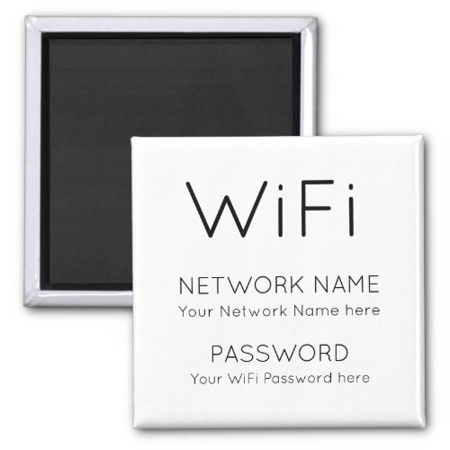 Simplistic WiFi Details Network Password White Magnet