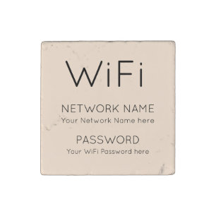 Simplistic WiFi Details Typographical Cream Stone Magnet