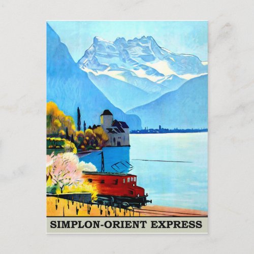Simplon Orient Express mountain scenery vintage Postcard