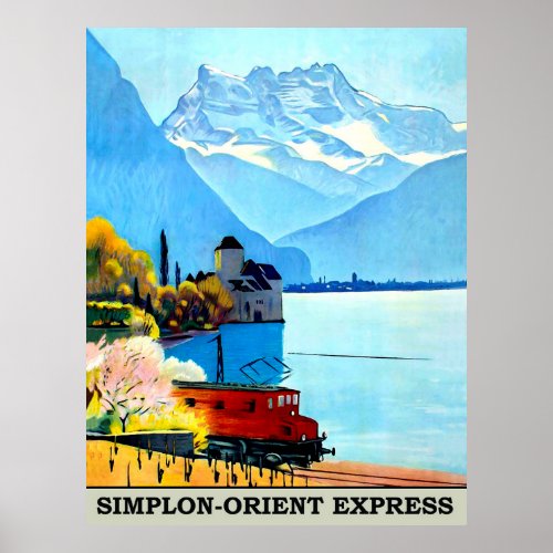 Simplon Orient Express mountain scenery vintage Poster