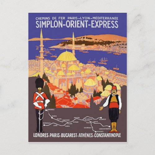 Simplon Orient Express railway route Istanbul Postcard