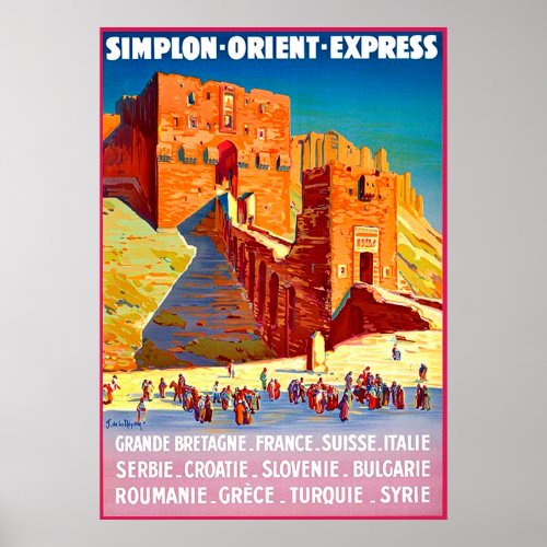 Simplon Orient Express railway system travel Poster