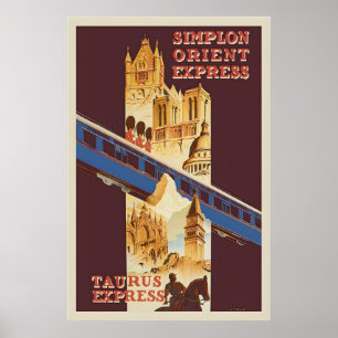 Simplon Orient Express Travel by Train Vintage Poster
