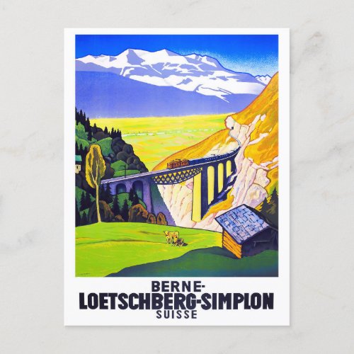 Simplon Pass Switzerland vintage travel Postcard