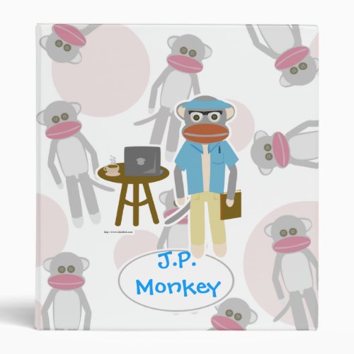 Simply A Fun Cartoon Sock Monkey Writer 3 Ring Binder