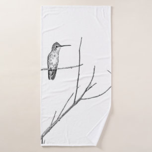 Simply a Hummingbird on a stick Bath Towel Set