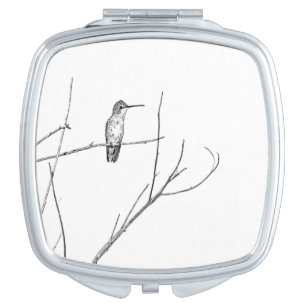 Simply a hummingbird on a stick compact mirror