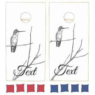 Simply a Hummingbird on a stick Cornhole Set