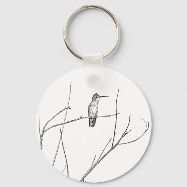 Simply a Hummingbird on a stick Keychain (Front)