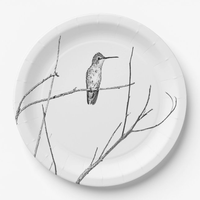 Simply a Hummingbird on a stick Paper Plates (Front)