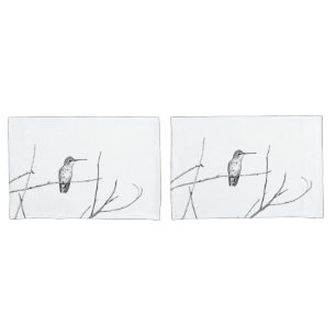 Simply a Hummingbird on a stick Pillowcase