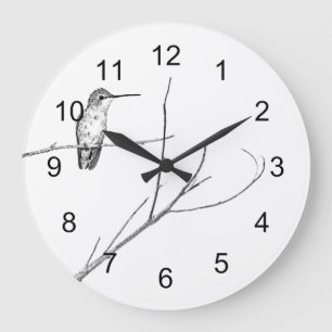 Simply a hummingbird on a stick square wall clock