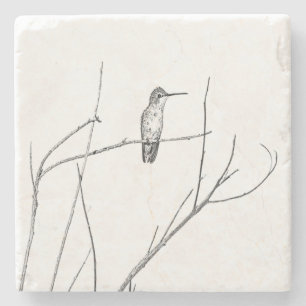 Simply a Hummingbird on a stick Stone Coaster
