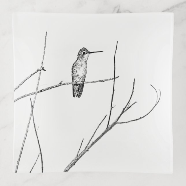 Simply a Hummingbird on a stick Trinket Tray (Front)