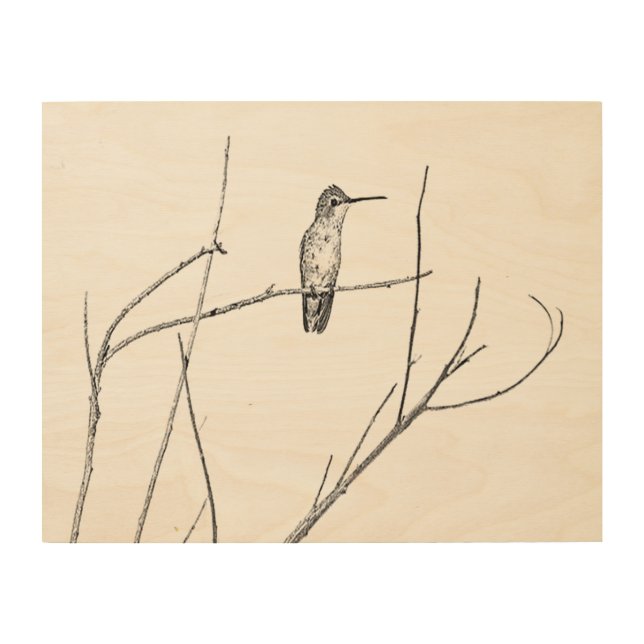 Simply a Hummingbird on a stick Wood Wall Art (Front)