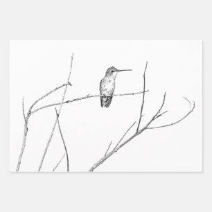 Simply a Hummingbird on a stick Wrapping Paper Sheets