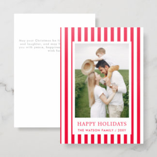 Simply Aligned Christmas Holidays Photo  Letterpress Photo Cards
