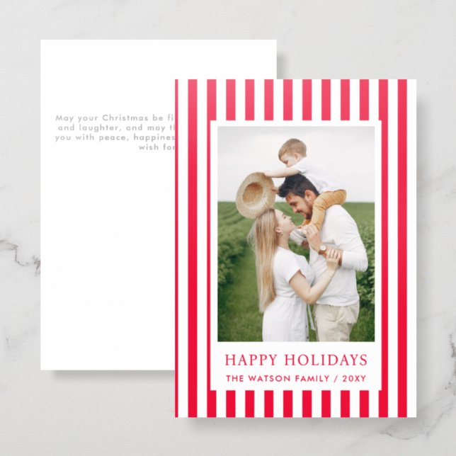 Simply Aligned Christmas Holidays Photo  Letterpress Photo Cards (Front/Back)