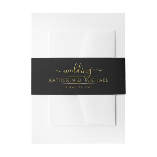 SIMPLY AND ELEGANT GOLD FOIL MODERN WEDDING INVITATION BELLY BAND