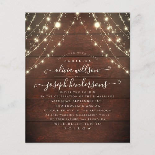 Simply and Elegant Rustic Wood Lights wedding Flyer
