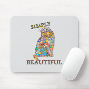 Simply Beautiful Colorful Flowers Cat Love Mouse Pad