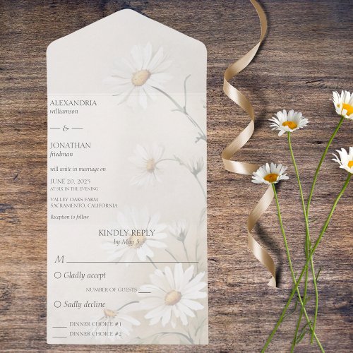 Simply Beautiful Daisy with Dinner Options  All In One Invitation