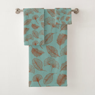 Simply Beautiful, Minimal Botanical Leaves Bath Towel Set