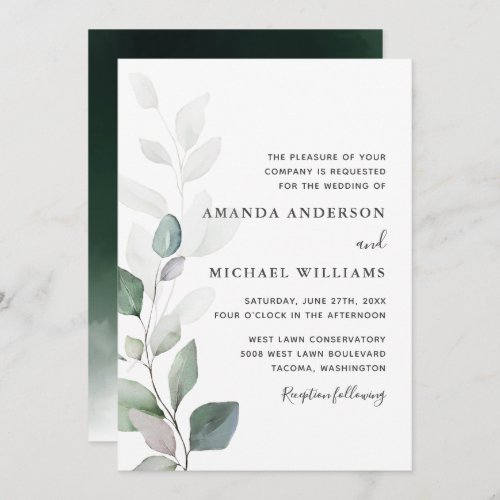Simply Beautiful Watercolor Botanical Wedding Invitation