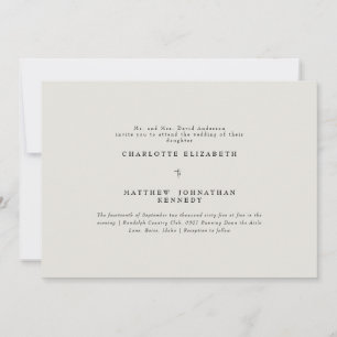 Simply Beige Bride Parents Wedding Invitation