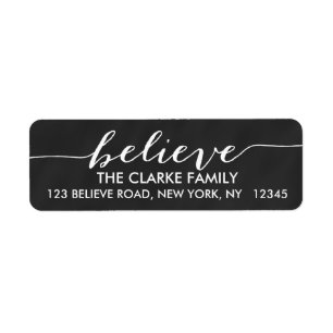 Simply Believe Chalkboard Holiday Greeting Label