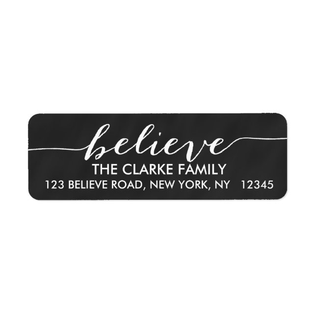 Simply Believe Chalkboard Holiday Greeting Label (Front)