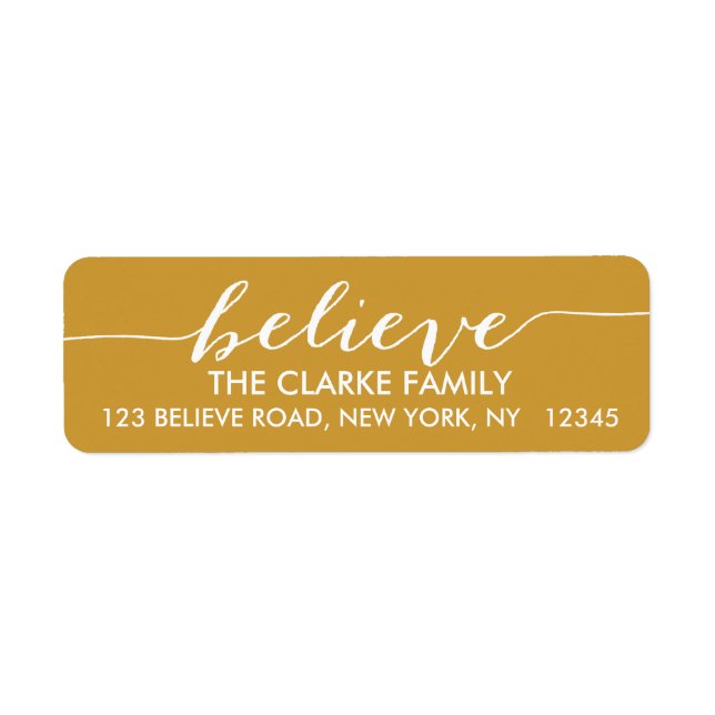 Simply Believe Gold Holiday Label (Front)
