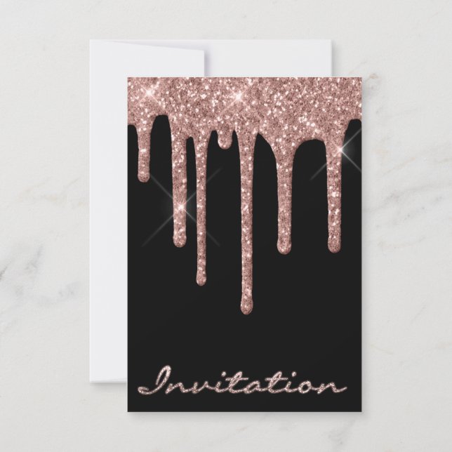 Simply Birthday Bridal Rose Gold Spark Glitter Invitation (Back)