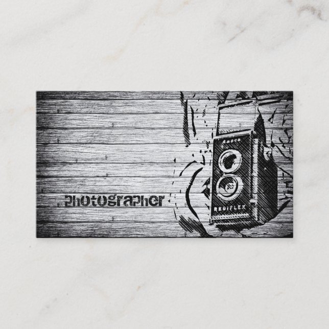 Simply Black and White Photographer Camera Lens Business Card (Front)