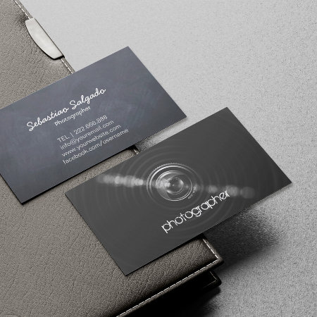 Simply Black And White Photographer Camera Lens Business Card