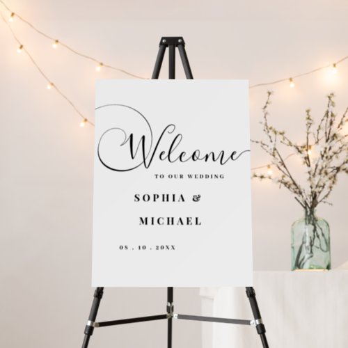 Simply Black Elegant Script Wedding Welcome Sign