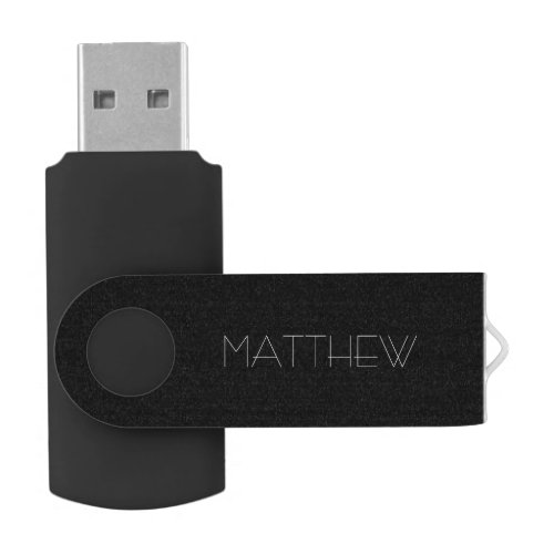 Simply Black Solid Color Customize It Flash Drive