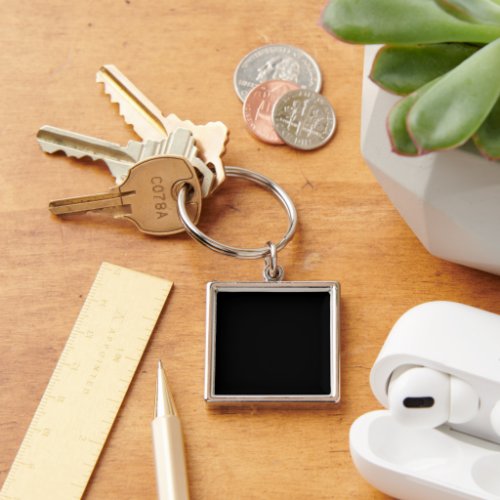 Simply Black Solid Color Customize It Keychain