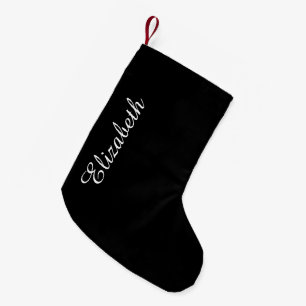 Simply Black Solid Color Customize It Small Christmas Stocking
