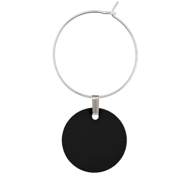 Simply Black Solid Color Customize It Wine Charm (Front)